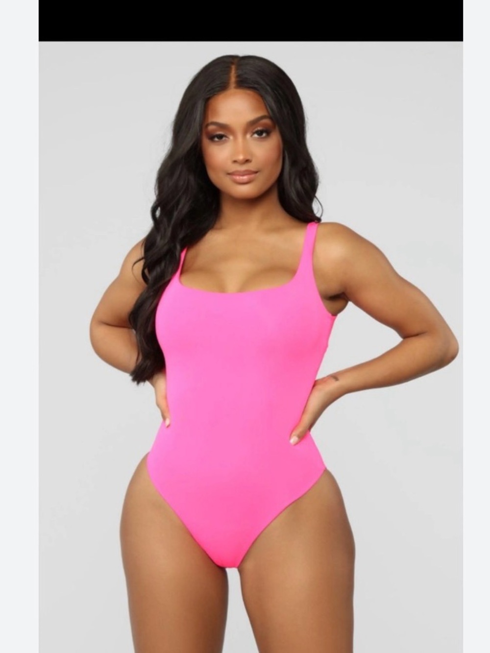 Fashion Nova Bright Hot Pink Scoop One-Piece Swimsuit